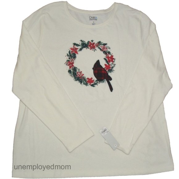croft & barrow Tops - Cardinal Wreath Holiday Shirt Tee Top Women's Christmas
